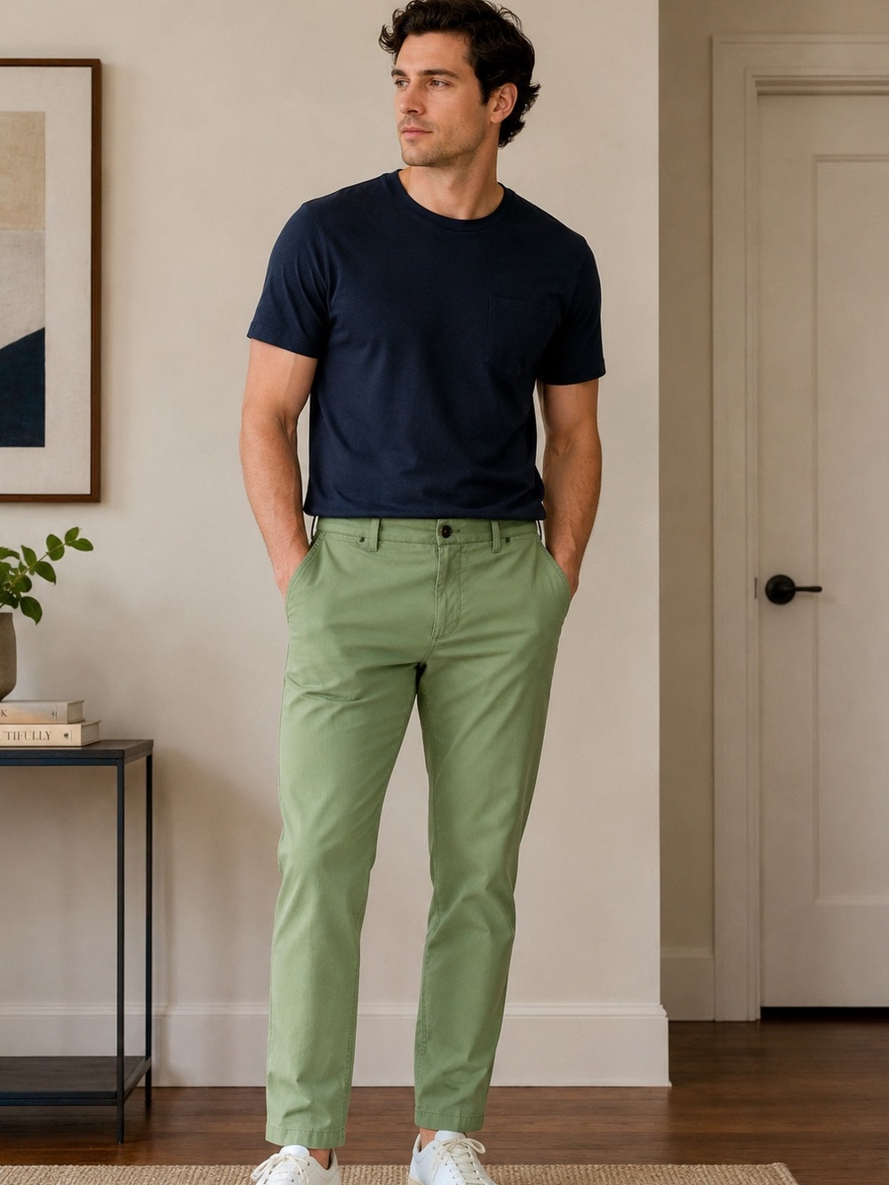Tailorbyrd‎ Men’s Dusty Green Chinos Cotton Pants Casual Size 38/30 NWT